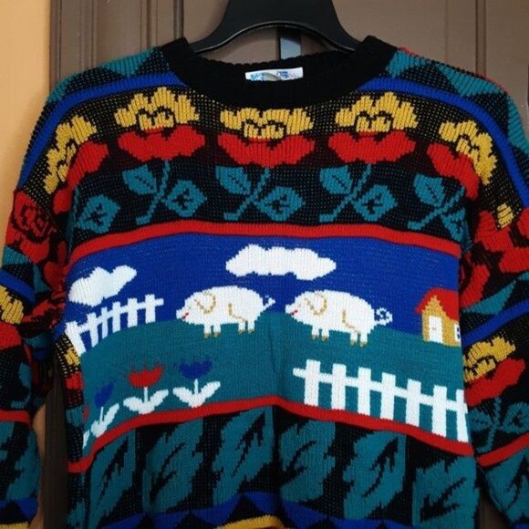 Rose Vintage Knit Multi Color Crewneck Sweater - Picture 9 of 9